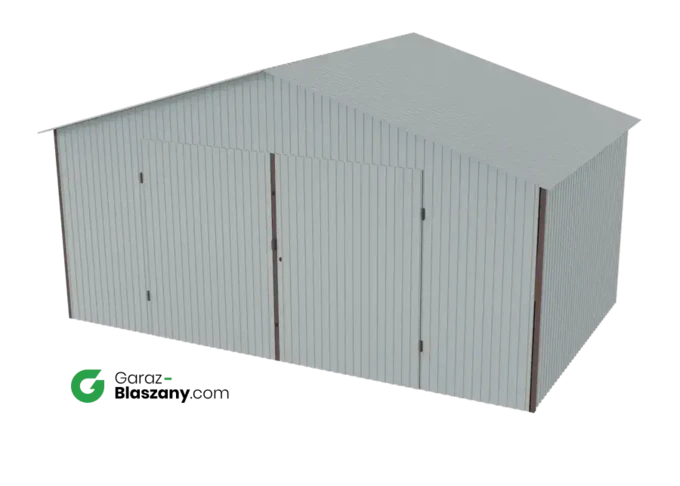 Garaż blaszany 5x3 ocynkowany Iszy gatunek dach dwuspadowy brama dwuskrzydłowa