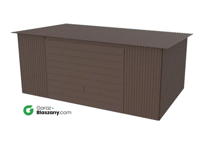 Garaż blaszany 5x3 brązowy MAT dach jednospadowy brama uchylna