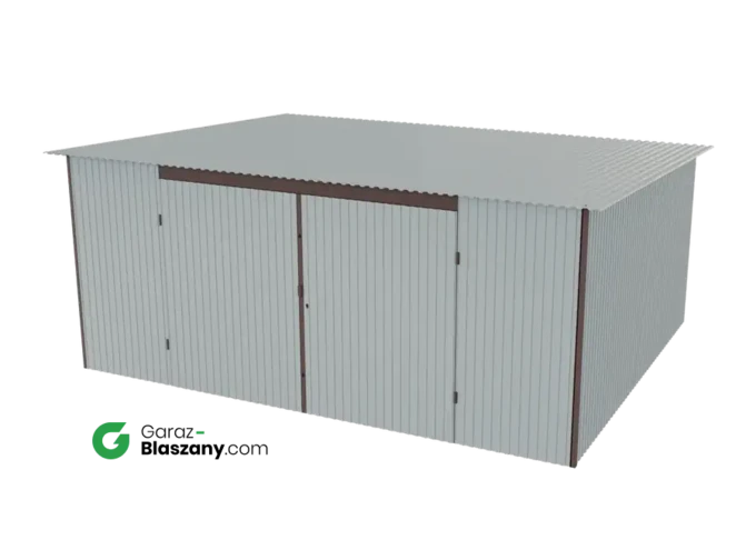 Garaż blaszany 5x4 ocynkowany Iszy gatunek dach jednospadowy brama dwuskrzydłowa