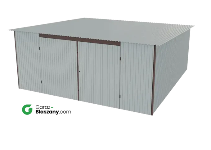 Garaż blaszany 5x5 ocynkowany Iszy gatunek dach jednospadowy brama dwuskrzydłowa