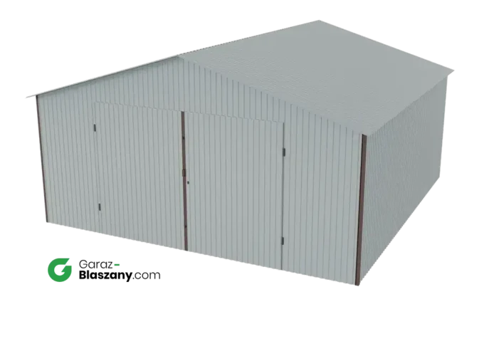 Garaż blaszany 5x5 ocynkowany Iszy gatunek dach dwuspadowy brama dwuskrzydłowa