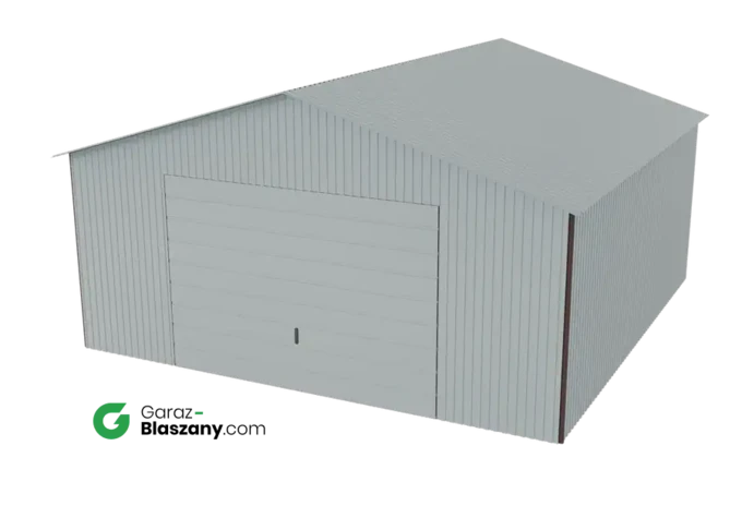 Garaż blaszany 5x5 ocynkowany Iszy gatunek dach dwuspadowy brama uchylna