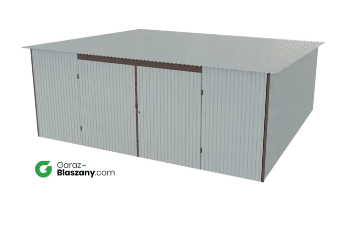 Garaż blaszany 5,5x5 ocynowany Iszy gatunek dach jednospadowy brama dwuskrzydłowa