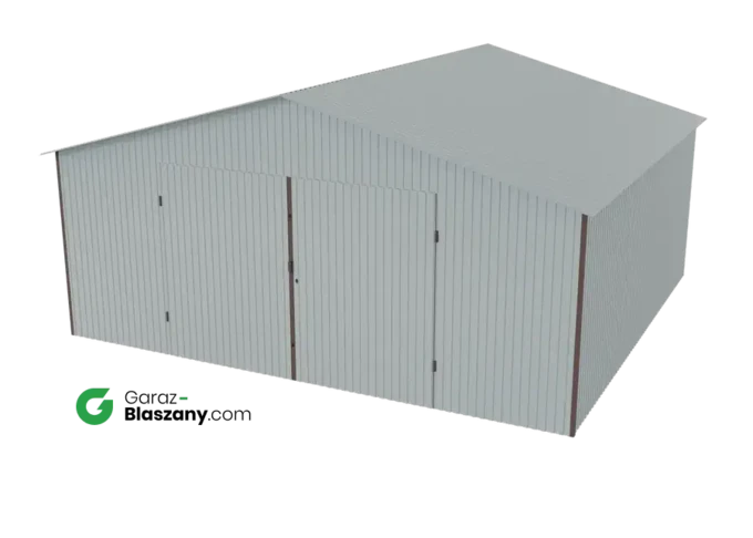 Garaż blaszany 5,5x5 ocynkowany Iszy gatunek dach dwuspadowy brama dwuskrzydłowa
