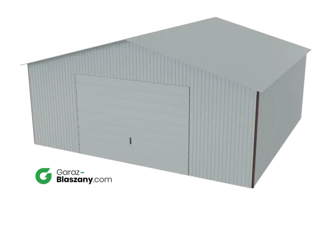 Garaż blaszany 5,5x5 ocynkowany Iszy gatunek dach dwuspadowy brama uchylna