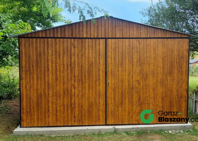 Garaż blaszany 3,5x5 Złoty Dąb, dach dwuspadowy, brama dwuskrzydłowa