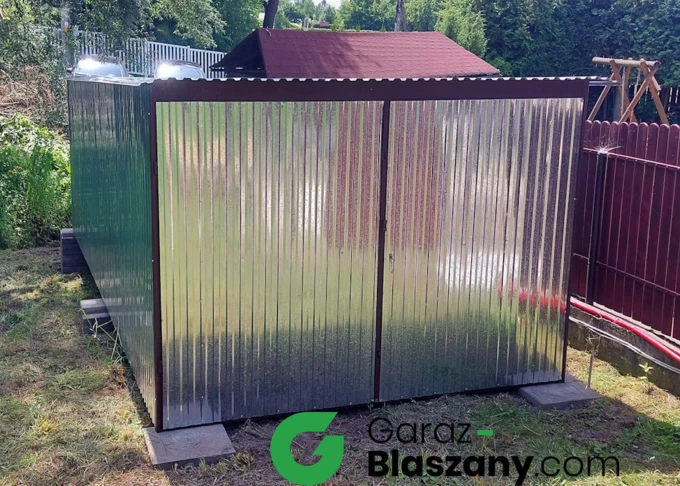 Garaż blaszany 3x5 ocynkowany ogniowo, jednospadowy, otwierany na boki