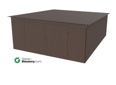 Garaż blaszany 5x6 brązowy MAT dach jednospadowy brama dwuskrzydłowa