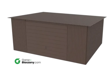 Garaż blaszany 5x4 brązowy MAT dach jednospadowy brama uchylna