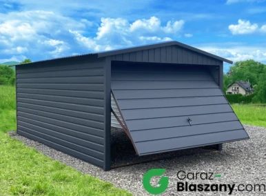 Garaż blaszany 3x5 m, grafit, z szerokim panelem