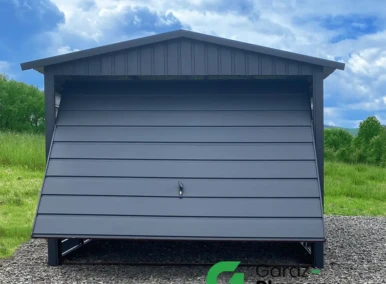 Garaż blaszany 3x5 m, grafit, z szerokim panelem