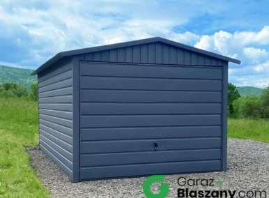 Garaż blaszany 3x5 m, grafit, z szerokim panelem