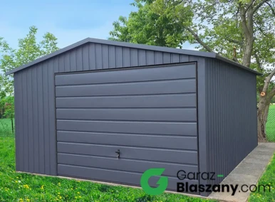Garaż blaszany akrylowy 4x5 m grafit z obróbkami blacharskimi