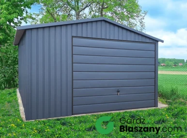 Garaż blaszany akrylowy 4x5 m grafit z obróbkami blacharskimi