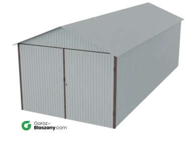 Garaż blaszany 3x7 blacha ocynkowana Iszy gatunek dach dwuspadowy brama dwuskrzydłowa