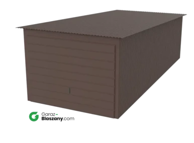 Garaż blaszany 3x7 brązowy mat dach jednospadowy brama uchylna
