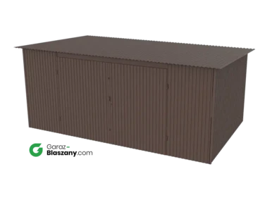 Garaż blaszany 5x3 brązowy MAT dach jednospadowy brama dwuskrzydłowa