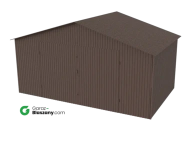 Garaż blaszany 5x3 brązowy MAT dach dwuspadowy brama dwuskrzydłowa
