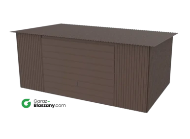 Garaż blaszany 5x3 brązowy MAT dach jednospadowy brama uchylna