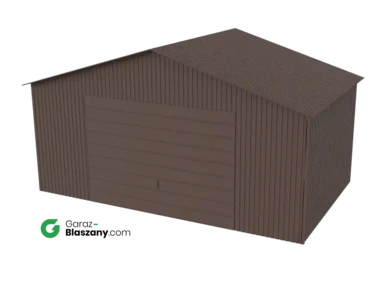 Garaż blaszany 5x3 brązowy MAT dach dwuspadowy brama uchylna