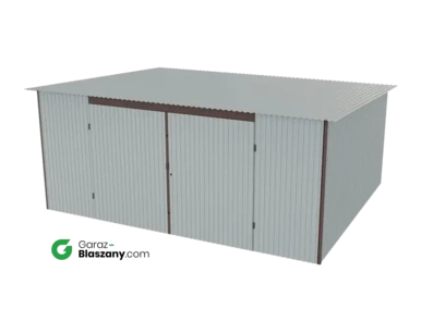 Garaż blaszany 5x4 ocynkowany Iszy gatunek dach jednospadowy brama dwuskrzydłowa