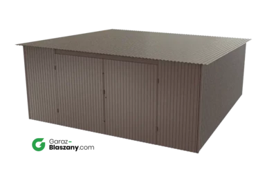 Garaż blaszany 5x5 brązowy BŁYSK dach jednospadowy brama dwuskrzydłowa