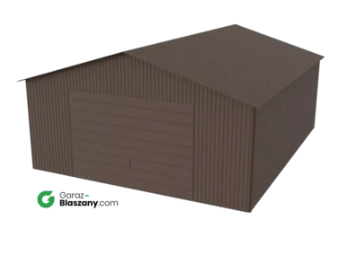 Garaż blaszany 5x6 brązowy MAT dach dwuspadowy brama uchylna