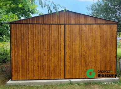 Garaż blaszany 3,5x5 Złoty Dąb, dach dwuspadowy, brama dwuskrzydłowa