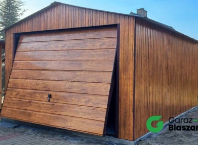 Garaż blaszany 3,5x5 Złoty Dąb, dach dwuspadowy, brama uchylna, okno