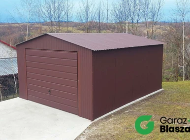 Garaż blaszany 4x6 Brązowy MAT, dach dwuspadowy, brama uchylna