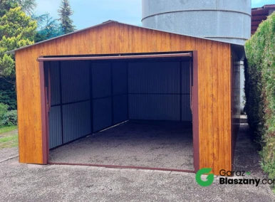 Garaż blaszany 4x6 Złoty Dąb, dach dwuspadowy, brama uchylna