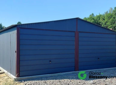 Garaż blaszany 6x5 grafit, dach dwuspadowy, bramy uchylne