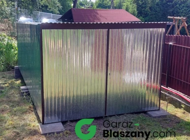 Garaż blaszany 3x5 ocynkowany ogniowo, jednospadowy, otwierany na boki